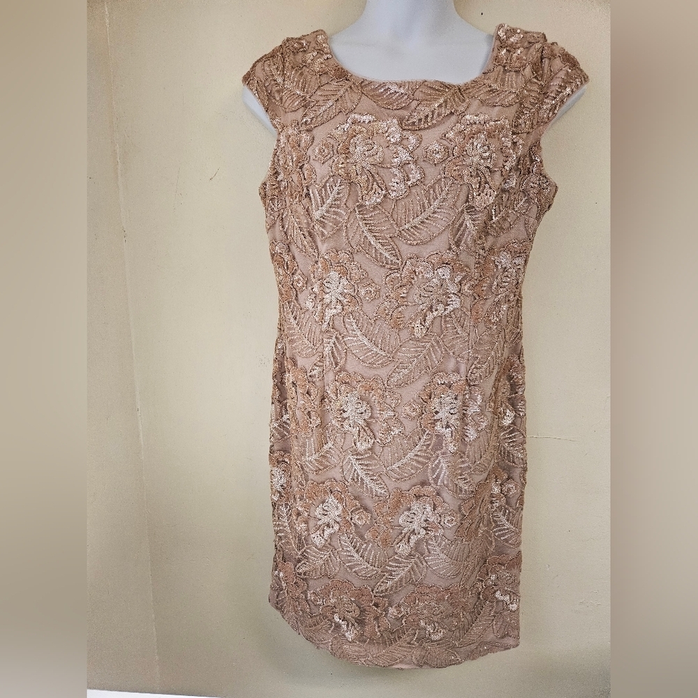 Alex Evenings -Women's Gold Sequin Pencil Dress Women's 16P Cocktail, Party - Picture 6 of 12